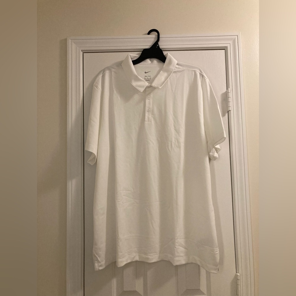 Nike Dri-FIT Men's White Polo Shirt XXL Breathable Short Sleeve Collared NWOTs